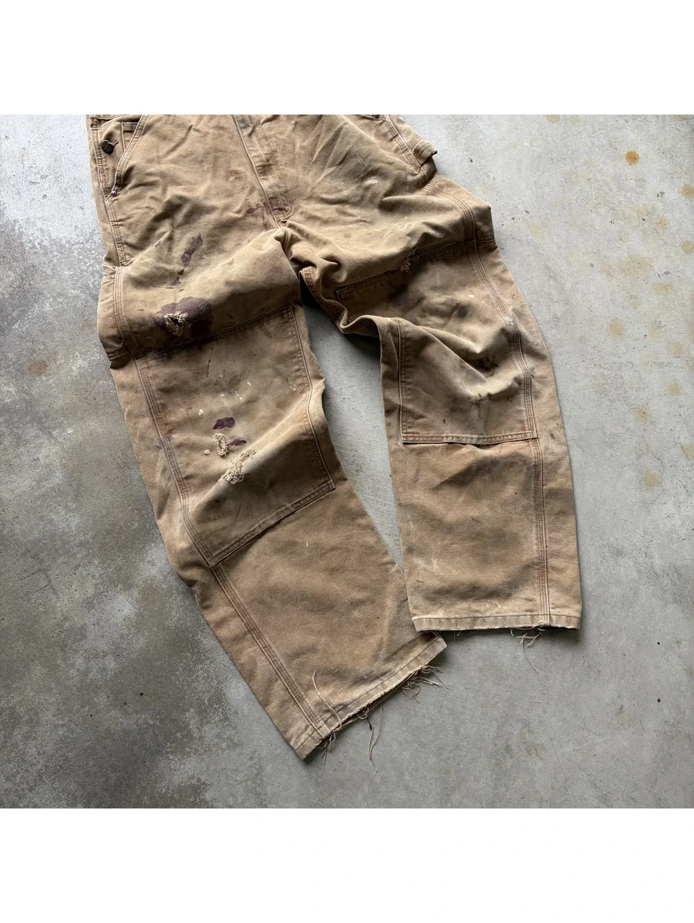 Vintage Carhartt Brown Canvas Workwear Overalls with Distres